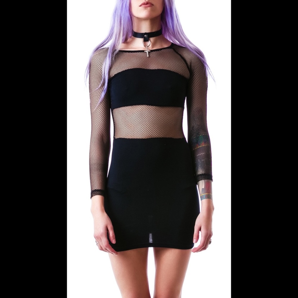 SOLD!! 24Hours Fishnet Panel Dress 🖤